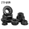 Porca Flange Hexagonal de Aço Inoxidável 304 Preta Din6923 Parafuso Anti-Soltura Tampa Anti-Derrapante Dente de Flor Anti-Soltura