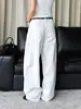 Nuevo Estilo de Verano del Louvre Moda Retro Americana de Moda Jeans de Cintura Alta Lavados Desgastados con Bigotes Pantalones Largos Sueltos de Pierna Ancha para Mujer