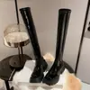 Botas elásticas por encima de la rodilla con diseño de suela de plataforma para personas bajas para verse más altas, cremalleras laterales de nicho, Botas Nuevas 2025 con Tacones Súper Altos