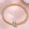 Pulsera Rongxing Transfronteriza de Zirconio Completo con 26 Letras Inglesas, Globo Burbuja, DIY, Pulsera Elástica de Cuentas de Cobre