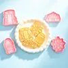 Serie Cena a la Luz de las Velas Molde 3D para Galletas, Molde de Repujado para Fondant de Galletas, Vela, Copa de Vino y Plato de Cena, Horneado Creativo