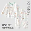 Conjunto de Pijama Largo de Gasa de Algodón para Niños y Niñas, Ropa Suave y Transpirable para Aire Acondicionado, Ropa de Casa para Bebé para Todas las Estaciones