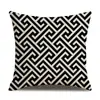 Funda de Almohada de Lino Qyc007 Flecha Geométrica Negra Puntos de Ola Funda de Cojín Decoración del Hogar Funda de Almohada E18