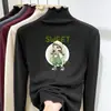 Camiseta Base de Polar para Niña con Cuello Medio Alto y Volantes Ropa Otoño Invierno Camiseta para Niños Medianos y Grandes Capa Interior Cálida Versátil Manga Larga