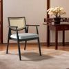 Silla de Comedor Nórdica de Madera Maciza y Ratán Silla de Hotel Antigua Media Casual con Reposabrazos y Respaldo Silla Moderna Simple para Restaurante Oficina