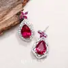 Pendientes Pesados de Zircón de Corindón Rojo de Alta Gama con Forma de Mariposa y Gota de Agua Pendientes de Estilo Palacio Retro Pendientes de Moda Versátiles para Mujer