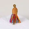 Pingente de Borla Pequena de Fio de Algodão Enrolado à Mão Estilo Xizang, Material para Pulseira DIY Feito à Mão, Ornamento de Borla Curta com Tampa Rosqueada