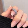 Anillo abierto de circonita cuadrada con lazo para mujer, sencillo y moderno, combinable con todo, con diseño de nicho.