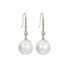 Pendientes de gancho geométricos de circón y perla de moda y sencillos, Pendientes largos elegantes de estilo francés de lujo ligero, Accesorios para orejas de temperamento exquisito y suave