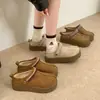 Cinta tejida de estilo étnico, forrada de felpa, zapatillas sin cordones estilo Birkenstock para mujer, nueva colección otoño/invierno 2026, suela de plataforma, cálidas y cómodas para uso casual