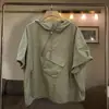 Exclusivo transfronterizo para talla extragrande 150 kg camisa de protección solar de manga corta con capucha irregular hombres mujeres verano marca moderna fina holgada