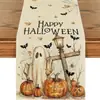 Decoração de Festa de Halloween da Amazon Caminho de Mesa Linho Toalha de Mesa Fantasma Abóbora Estampada Mesa de Centro Almofada Térmica Pano