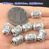 S999 Plata de Pie Retro Étnico Elefante Cuentas Cilíndricas Cuentas Tejidas Cuerda de Mano Pulsera Collar Accesorios Hechos a Mano DIY