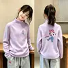 Camiseta de Manga Larga de Forro Polar Alemán Elegante para Niñas, Otoño/Invierno, Tallas Mediana a Grande, Prenda Básica de Moda y Versátil para Niñas