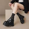 Zapatos de Mujer de Cuero con Aumento de Altura Interior de 12 cm Suela Gruesa Mocasines Delgados 2025 Nuevos Cabeza Redonda Impermeables Zapatos de Plataforma con Suela de Plataforma