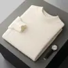 Suéter nuevo de otoño e invierno para hombre 100% lana australiana con patrón de trenzado cuadrado, cuello semi-alto, hecho en fábrica de Hebei