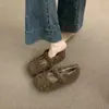 Sapatos Rasos de Pelo Estilo Fada para Mulheres, Novo Modelo Outono e Inverno 2026, Laço, Forrados com Lã, Moccasins Quentes, Sapatos de Algodão, Sapatos de Calçar