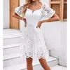 Estación Independiente Nueva Transfronteriza Europea y Americana Amazon Vestido Elegante de Oficina Sexy con Encaje Hueco Soluble en Agua