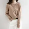 Cárdigan de Punto con Cuello Redondo Suéter Abrigo para Mujer Principios de Primavera Principios de Otoño Invierno Estilo Nuevo Manga Larga Holgado Estilo Coreano Lana Ropa Corta