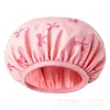 Gorro de ducha impermeable engrosado para el cuidado y secado del cabello, gorro con forro de terciopelo de doble capa, gorro para adulto mujer, se puede usar al revés