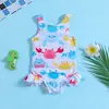 Traje de baño sin mangas para niños con estampado de donas, Traje de baño de una pieza tipo tank top estampado para niñas, Traje de baño para bebé niña, Comercio exterior transfronterizo 2027