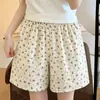 Shorts de Algodão Nuvem Florido Pastoral para Meninas e Mulheres, Finos de Verão Casuais Frescos Fofos Calças de Casa para Relaxar