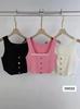 Verano 2024 Dulce Puro Chica Picante Sexy Camisola Tejida Exterior Top Tubo Exterior Sin Mangas Top Corto para Mujer
