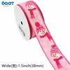 Cinta rosa navideña transfronteriza con borde de alambre, con estampados de Santa Claus, muñeco de nieve y cascanueces, hecha de tela de satén