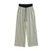 Chal de Mujer Coreano Rayado con Cordón al Frente + Top Camisola Corta de Cintura Alta + Pantalones Casuales Rectos de Pierna Ancha Rayados con Parches