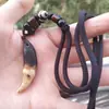 Pendente imitação de dente de lobo aparelho dentes de mastim tibetano genuínos dentes reais de homem mulher dente de cachorro preto colar pingente vintage