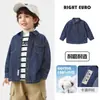 Camisa Jeans de Algodão Puro Estilo Europeu para Meninos Outono 2026 Nova Roupa Infantil Jaqueta Tendência para Crianças Pequenas Bebês Primavera e Outono