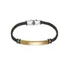 Europa y Estados Unidos transfronterizos Hombres pulsera de titanio acero cuero retro fabricantes al por mayor grabado pareja acero inoxidable trenzado pulsera