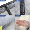 Tela de Fibra de Vidro com Velcro Magnético Sem Furos Autoadesiva para Divisória de Casa Porta de Tela à Prova de Poeira Retardante de Chama Repelente de Mosquitos Cortina de Porta