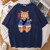 2024Wish Roupas Femininas da Moda Estampa Digital de Gato Fofa e Divertida Camiseta Simples Fashion para Homens
