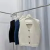 Chaleco suéter de punto sin mangas estilo coreano, mullido, top para mujer, estilo corto para otoño e invierno