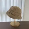 Sombrero de Pescador Plisado de Lino para Mujer, Sombrero de Sol de Verano, Sombrero de Sol Versátil que Adelgaza la Cara, Sombrero Delgado Transpirable