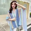Xale de Estilo Étnico para Mulheres, Roupa de Viagem da Moda, Cachecol de Outono e Primavera Tendência de Xishuangbanna com Franjas