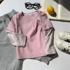 Camiseta de Manga Longa Infantil para Meninos Outono Nova Patchwork Falso Duas Peças Roupa Camada Base para Meninos Adolescentes Crianças
