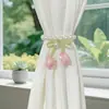 Abrazaderas para Cortinas de Tul con Tulipanes de Perlas Correas Creativas Accesorios Decorativos para Cortinas Transparentes Femeninas Abrazaderas Simples para Cortinas de Dormitorio Sala de Estar