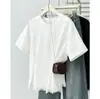 Camiseta Casual de Verano a la Moda para Mujer Talla Grande con Adorno de Encaje en el Dobladillo, Cuello Redondo, Mangas Cortas y Diseño que Oculta la Figura 0145
