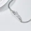 Nalan Pulsera de Cadena con Hebilla de Herradura Tachonada de Diamantes Estilo Coreano Tendencia Exquisita Gama Alta de Plata S925 para Uso Diario S8853