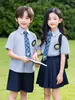 Conjunto Personalizado de Camiseta de Manga Curta Infantil, Conjunto de Duas Peças de Verão Estilo Britânico, Uniforme de Turma para Alunos do Ensino Fundamental, Uniforme Escolar, Roupa de Jardim de Infância