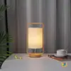 Lámpara de Mesa LED Recargable de Madera Maciza Transfronteriza, Lámpara Portátil con Pantalla de Tela, Mini Lámpara de Camping, Luz Nocturna con Control Remoto Táctil