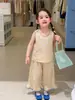 Weimu Roupas Infantis Conjunto para Meninas Colete Floral Verão Estilo Leve Roupa Infantil Conjunto de Duas Peças Bebê Classe A Blusa e Calça