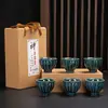 Juego de Té de Cerámica Jun Kiln Taza de Té Taza de Degustación Taza del Anfitrión Esmalte de Color Taza Individual Jianzhan Pequeño Regalo Vajilla de Té Lujo Ligero Retro