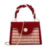 Bolsa de Casamento Feminina Bolsa de Noiva Feminina Elegante Vermelha Nicho Vermelha Bolsa Pequena Bolsa de Mão 2024 Novo Estilo