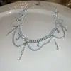 Colar Exquisito com Renda e Contas, Corrente para Clavícula em Aço Inoxidável, Design Delicado e de Nicho, Joia Versátil e de Alta Qualidade para Mulheres