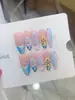 Uñas Portátiles Hechas a Mano Nai Zi B355 Hielo Transparente Rosa Nude Azul Gradiente Manicura Francesa Estrellas Manchadas Pintadas a Mano Flores 3D