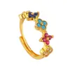 Anillo de Trébol de Cuatro Hojas de Dopamina para Mujer, Sencillo y de Alta Gama, Anillo para Dedo Índice de Circonita Incrustada con Diamantes, Anillo Abierto de Flor de Moda y Versátil