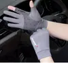 En Stock Nuevos Guantes de Seda Helada Finos Antideslizantes de Medio Dedo para Mujer, Diseño de Dos Dedos Expuestos, Guantes para Hombre para Reparto y Servicio de Comida